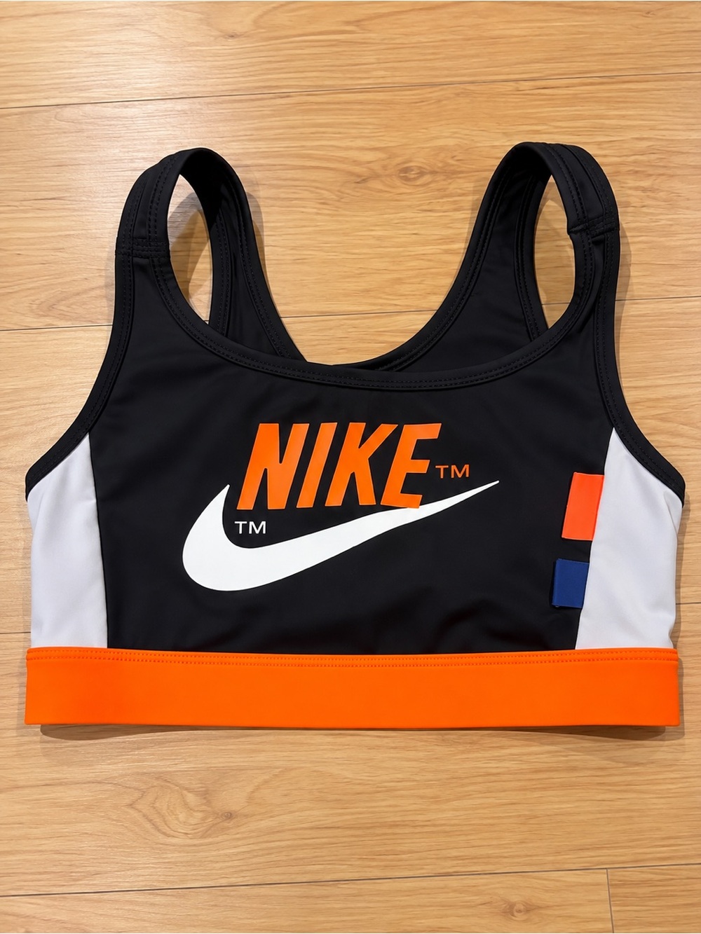 Nike Black, Orange & White Women's Swim Bikini Top
